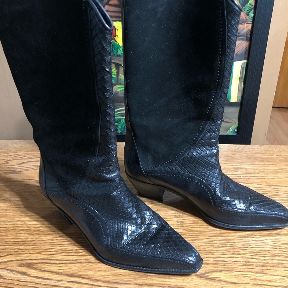 Via Siga Black Leather Calf High Boots